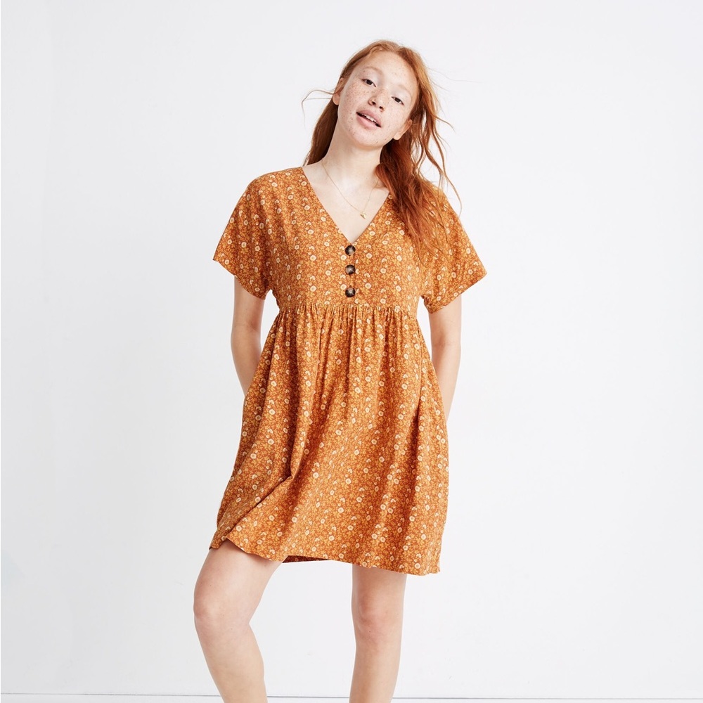 Madewell Button Front Babydoll Mini Dress
